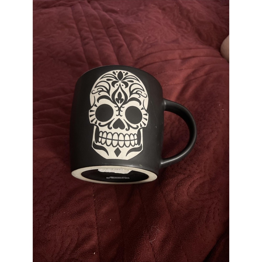 Los Angeles‎ Sugar Skull Mug Black Ceramic Coffee Cup Halloween Decor Souvenir